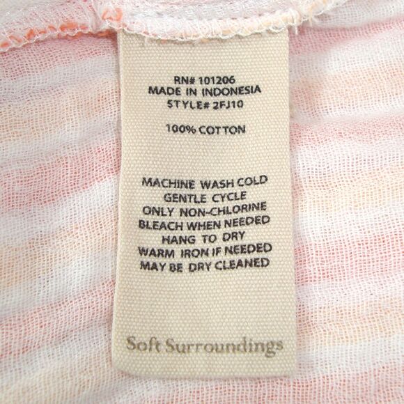 Soft Surroundings Womens Orange Striped Escambia Gauze Tunic Shirt - Picture 10 of 10